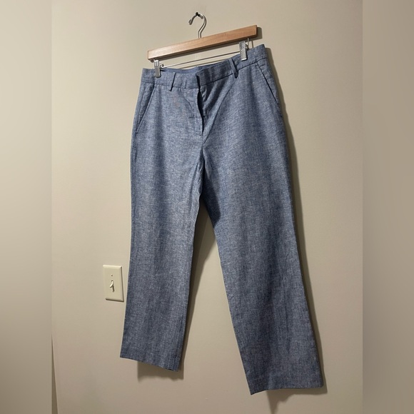 NWT Draper James Chambray Linen Cotton Blend Cropped Pants Size 10 - Picture 5 of 10